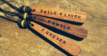 RAT- personalised made to order recycled timber pendents